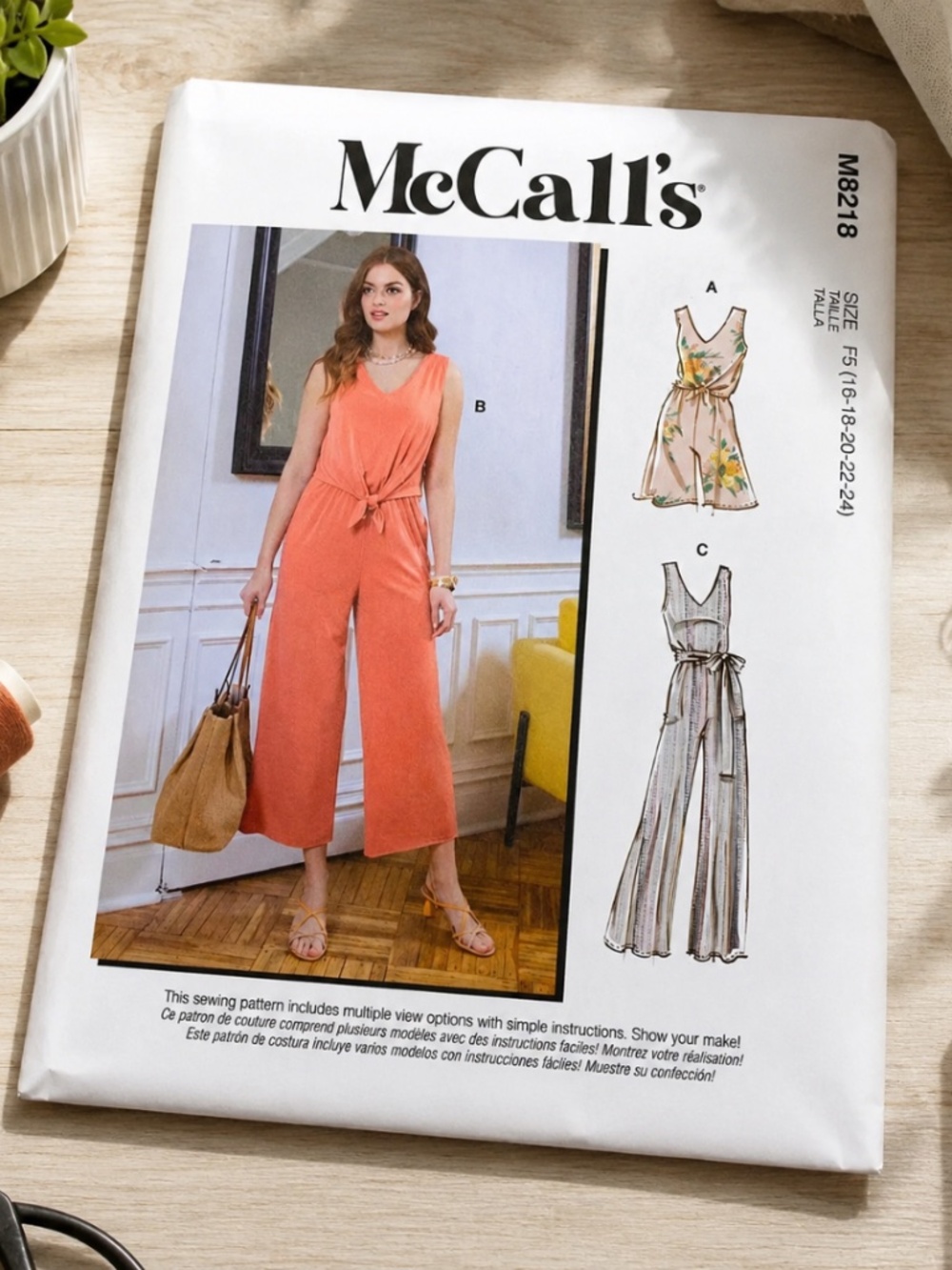 NEW McCalls M8218 Sewing Pattern Misses Romper Jumpsuit Size 16-24